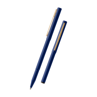 image of Fisher Stowaway Ballpoint- Blue with Clip shown open and closed