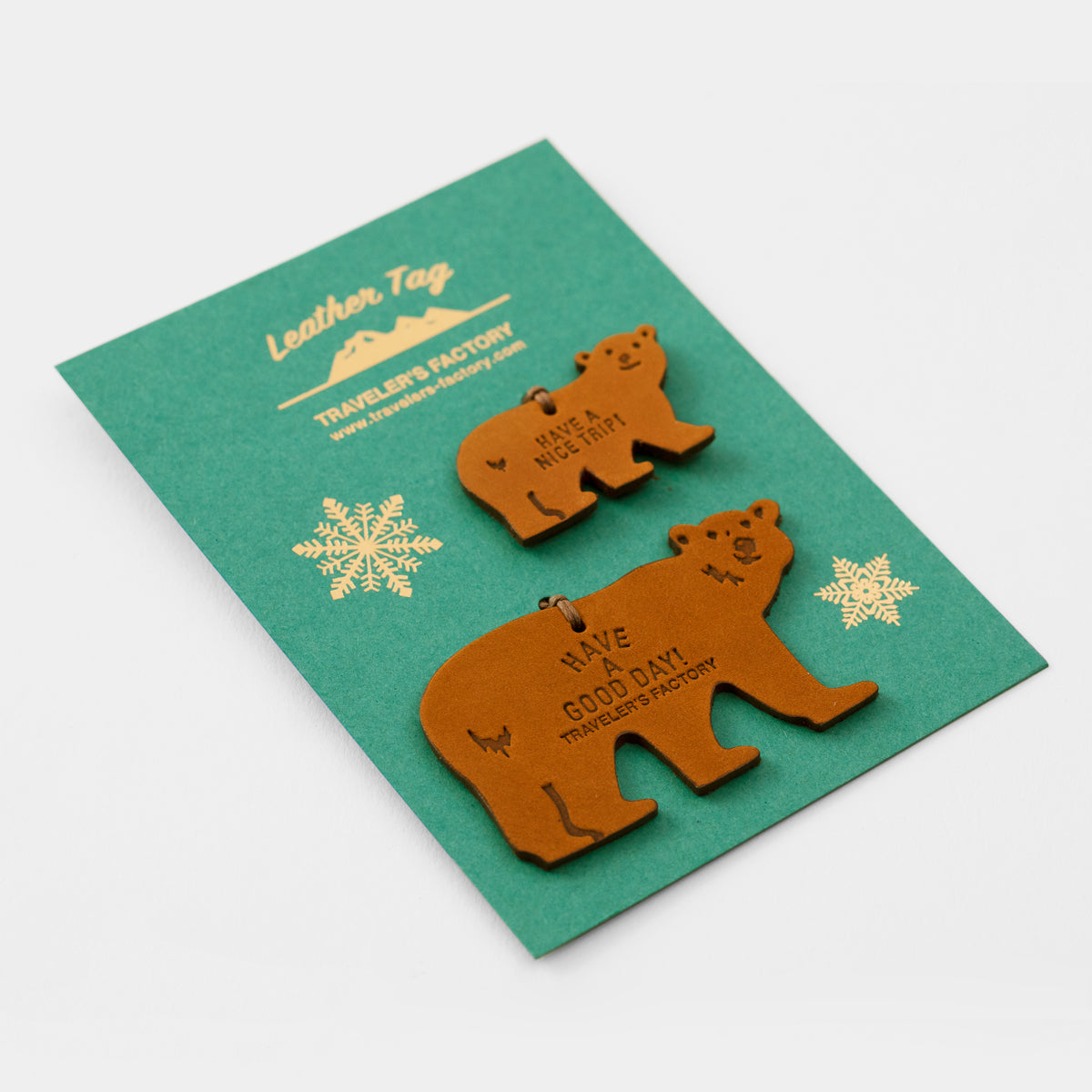 TRAVELER'S FACTORY Partner Shop Leather Tag- Holiday Bear