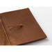 The camel leather cover is made by hand, like all TRAVELER'S notebook covers, in Chiang Mai, Thailand. 
