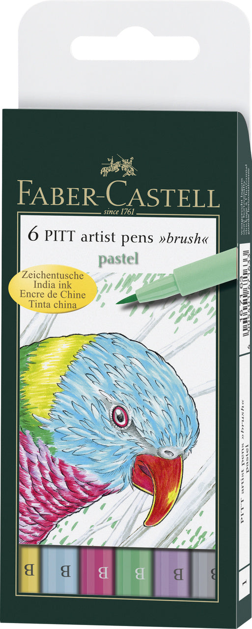 Pitt Artist Pen Brush India ink pen, wallet of 6, Terra