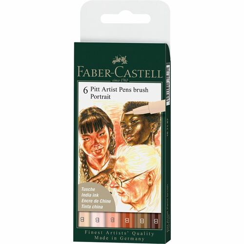 Faber-Castell PITT Artist Brush Pens- Portrait Wallet set of 6 — Two Hands  Paperie