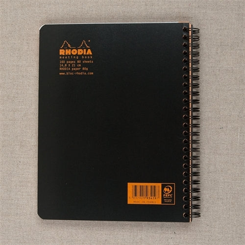 Rhodia Meeting Book Black, 6.5 by 8.25 inches