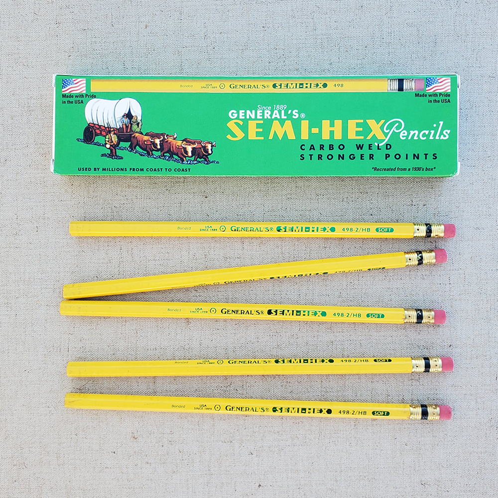General's Pencil Semi-Hex 2HB (No. 2) Graphite Pencil- Box of 12 with 5 pencils