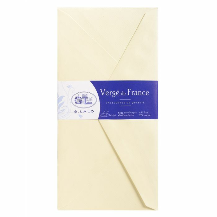 G. Lalo DL Size Ivory Colored Gummed Envelope- Pack of 25 (fits A4 size paper)