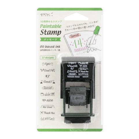 Midori Rubber Stamp- Special Messages- this revolving style rubber stamp has 10 designs- all representing special messages for your journal, notes, and reminders.