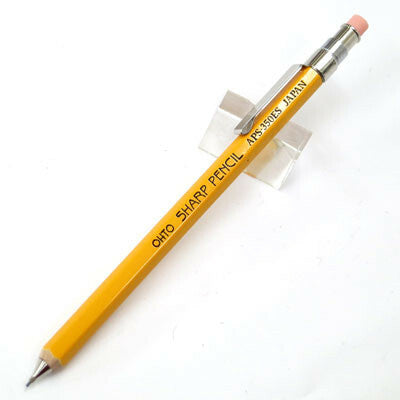 The Ohto pencil has a wooden body, is yellow just like your number 2 pencil, and comes with a replaceable eraser on top (sold separately.)