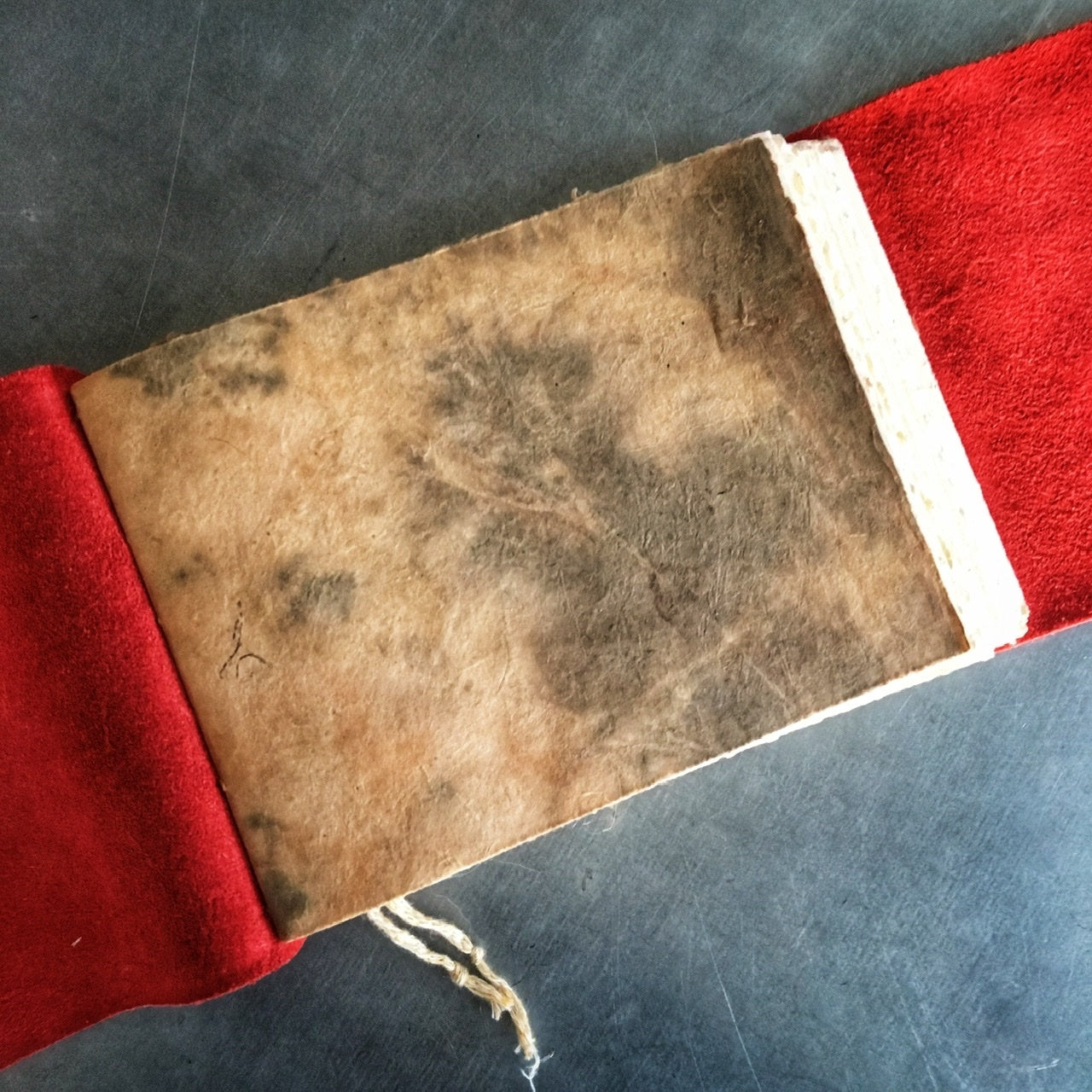 The Little Red Leather Journal Class sample Inside decorative endpaper in brown