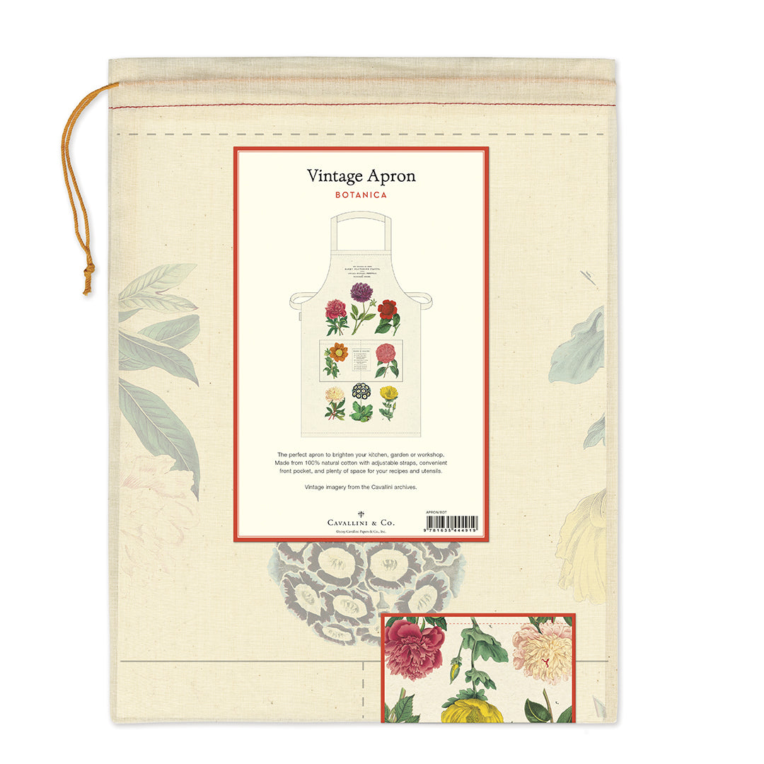 Cavallini & Co. natural cotton aprons measure  approximately 28" wide by x 34" long.