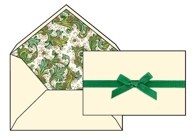 Rossi 1931 Mini Card Set with Classic Green Florentine Lined Envelopes- 2.5 by 3.75 inches