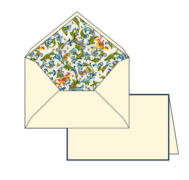 Classic Italian stationery for that special card to a friend, and perfectly suitable for everyday use. These folded cards measure approximately 3.25 by 5.25 inches (8.5 by 13 cm). 