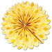 The Yellow Rosette features white and gold daisies. It is made in Nepal by a women's cooperative using sustainable practices. 