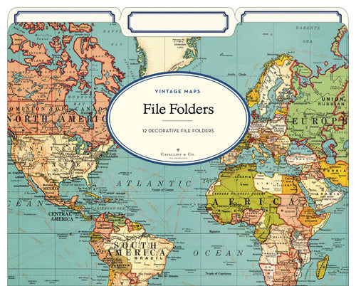 Cavallini & Co. World Map File Folders