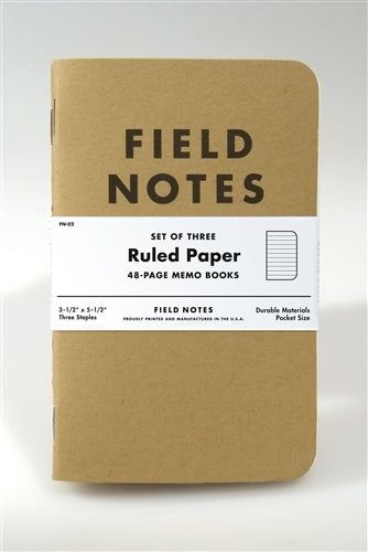 Field Notes Kraft Cover Ruled 3-pack