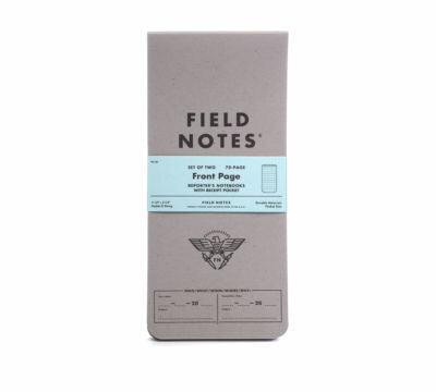Field Notes Front Page 2-Pack features a reporter's style notebook with the wire binding on the top for easy writing. 
