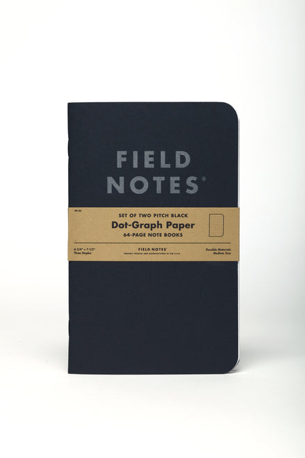 Field Notes Pitch Black Dot Grid 2-Pack- 4.75 x 7.5 inch size