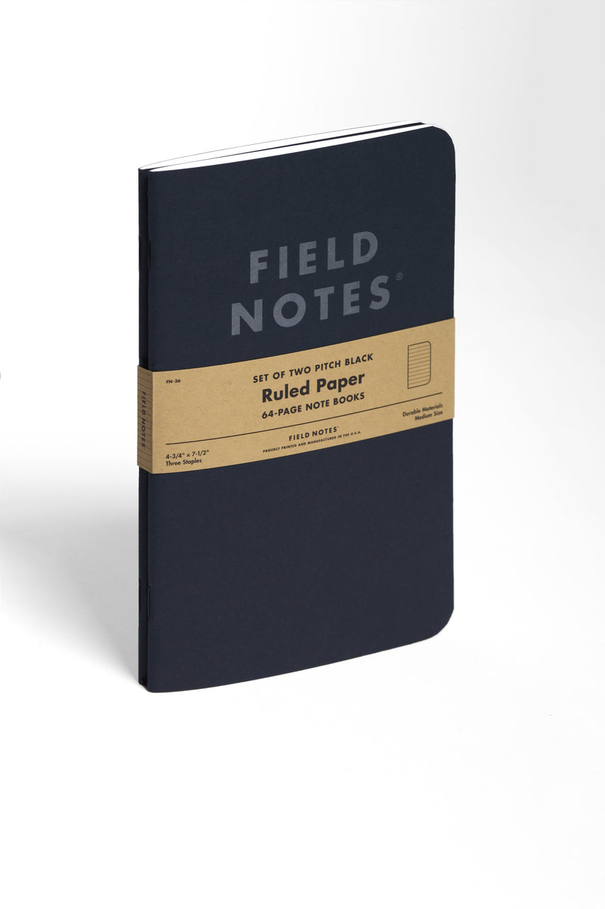 Field Notes Rear Field Notes Pitch Black Ruled 2-Pack- 4.75 x 7.5 inch size — Two Hands ...