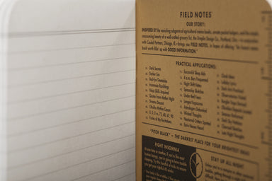 The covers of Field Notes Pitch Black Ruled 2-Pack- 5x7- NEW! are duplexed, so the inside is craft paper and the outside is black paper! 