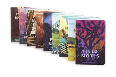 Field Note's 43rd seasonal release for Summer 2019 was the first of the “National Parks” series. September 2020 sees the release of set E- Denali, Cuyahoga, Olympic National Parks.