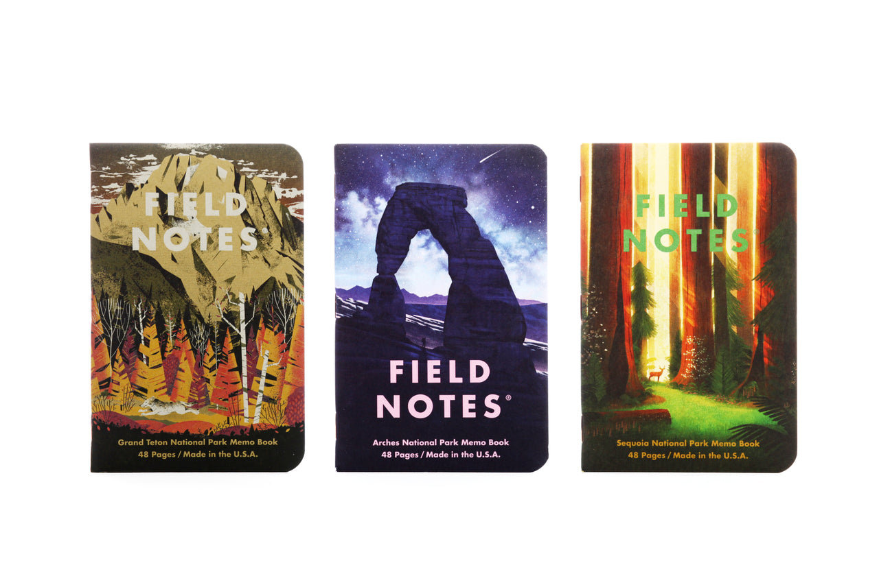 Field Notes National Parks Edition  3-pack- Series D- Grand Teton, Arches, and Sequoia.
