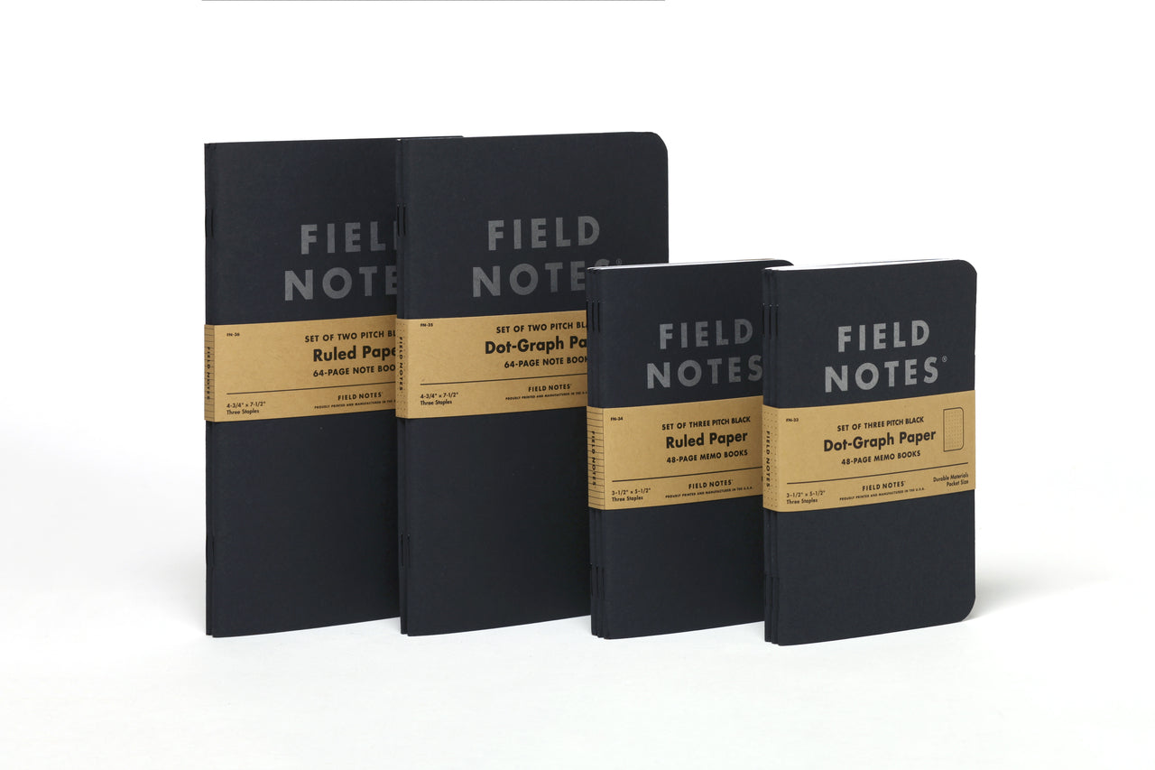 Field Notes Rear Field Notes Pitch Black Ruled 2-Pack- 4.75 x 7.5 inch size — Two Hands ...