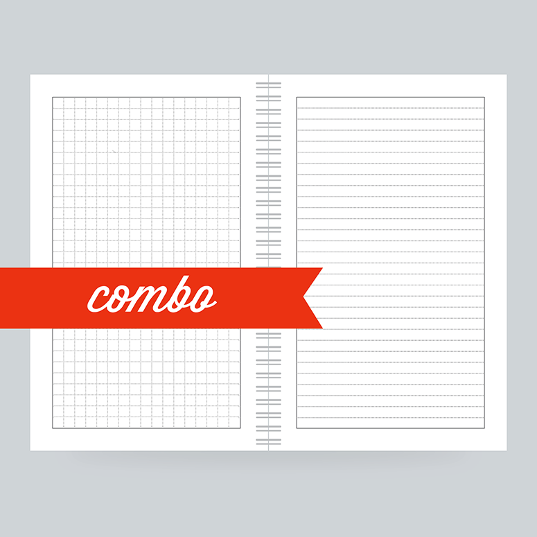 Combo paper has lined on one side and grid on the other- write out and draw your plans in the same notebook.