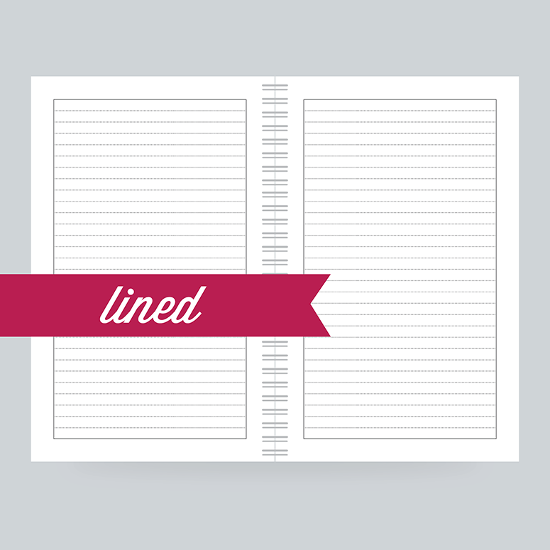 Choose college ruled filler paper for your custom notebook.