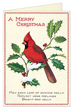 Cavallini & Co. Christmas Bird Blank Single Holiday Card