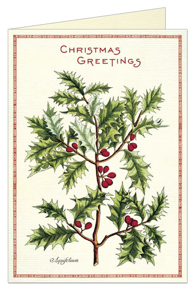 Cavallini & Co. Christmas Holly Blank Single Holiday Card