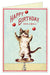 Cavallini & Co. Juggling Cat Happy Birthday Single Card- blank inside