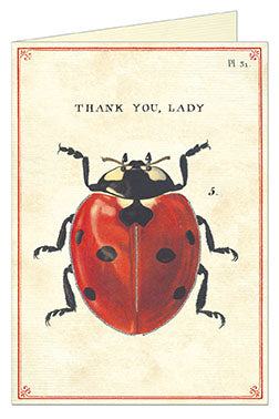 Cavallini & Co. Ladybug Single Blank Thank You Card