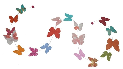 Handmade Lokta Paper Garland features fun butterflies made of paper. 