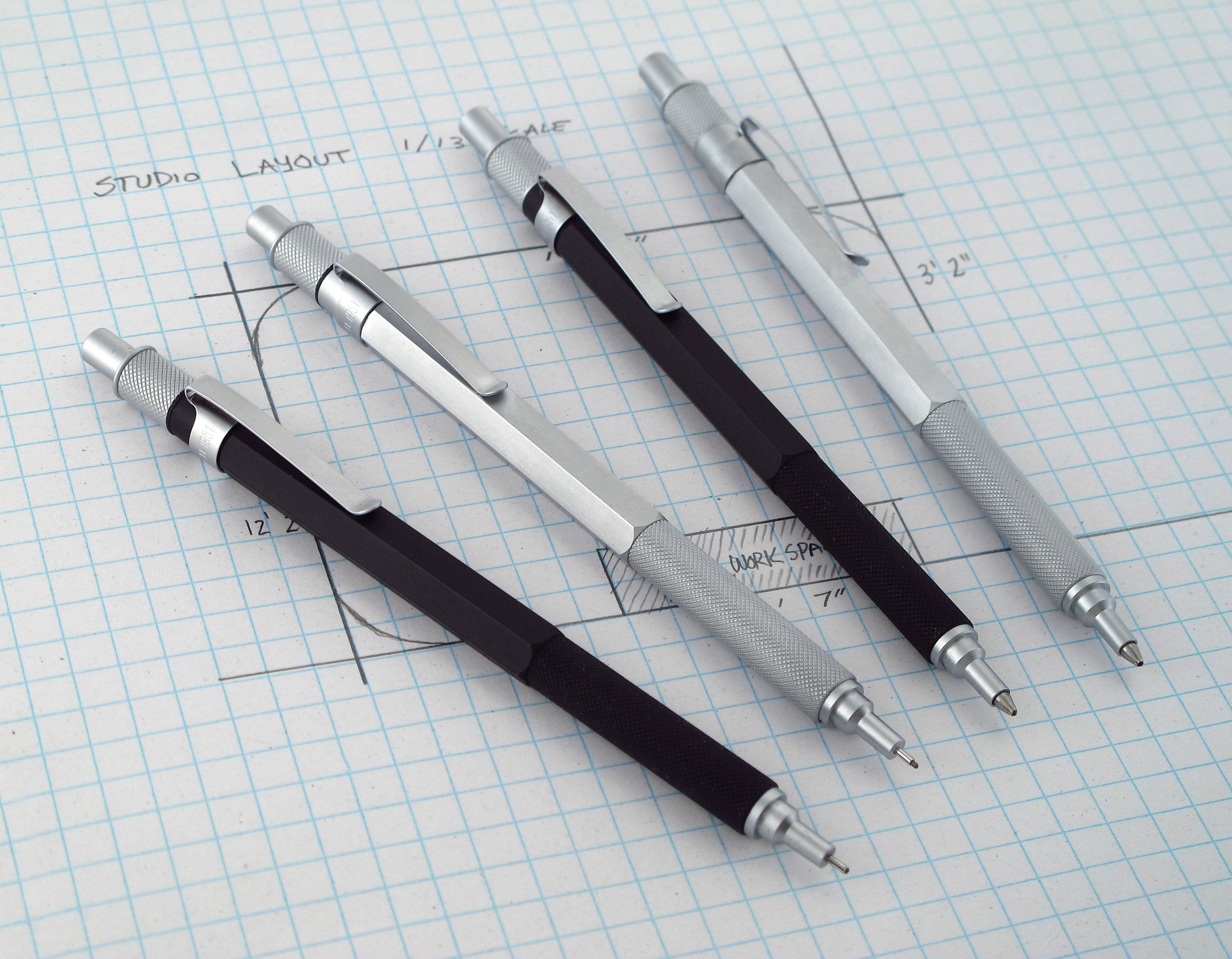 Retro 1951 Hex-o-matic- available in silver or black, as a ballpoint pen or .7 mm pencil.