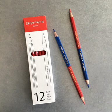Caran d'Ache Bicolor Pencil- Red and Blue box with 2 single pencils
