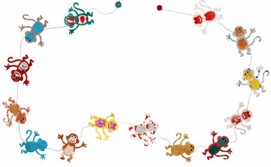 Handmade Lokta Paper Garland- a string of Monkeys- what could be more fun that a bunch of colorful, happy monkeys!