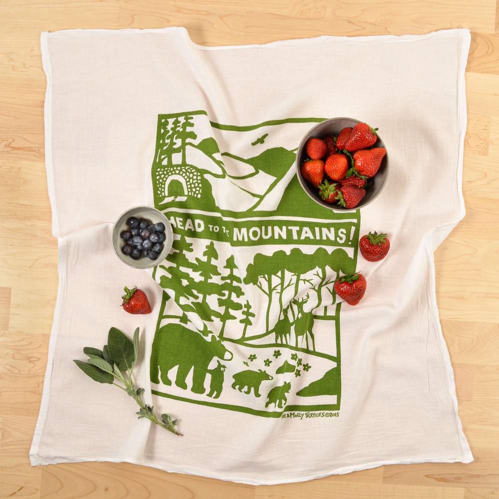 Kei & Molly Flour Sack Cotton Tea Towel- Head to the Mountains