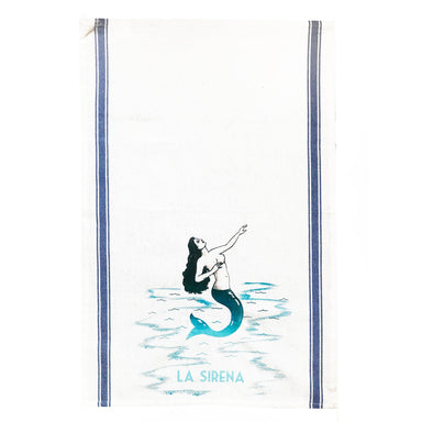 Loteria Inspired Tea Towel-  La Sirena, the Mermaid
