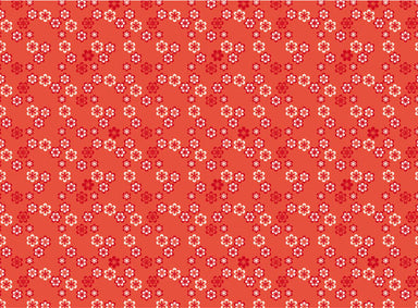 This Rossi 1931 Decorative Letterpress Paper features red and white flowers on a reddish-orange background.
