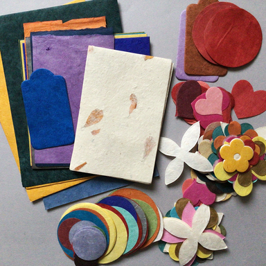 Add some decorative paper to your next creative project with this pack of colorful lokta paper shapes.