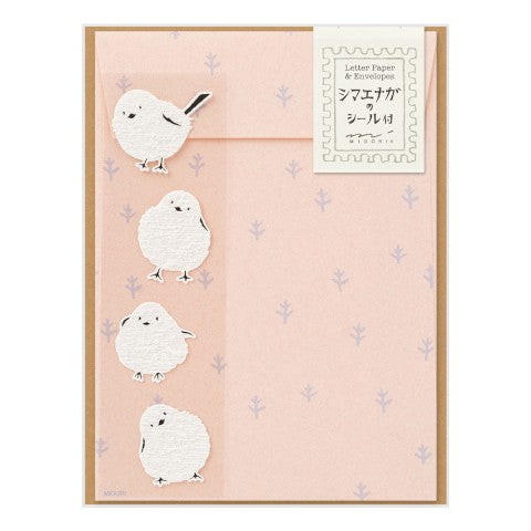 Midori Long-Tailed Tit Letter Set with Stickers- set of 4 — Two Hands  Paperie