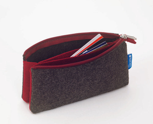 Itoya Profolio Midtown Pouch in Charcoal/Maroon- 4x7 inches