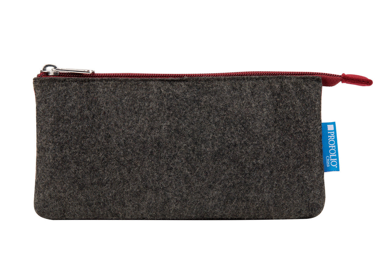 Itoya Profolio Midtown Pouch in Charcoal/Maroon- 4x7 inches
