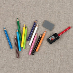 Mini Colored Pencil Set With Case , Eraser and Sharpener — Two Hands ...