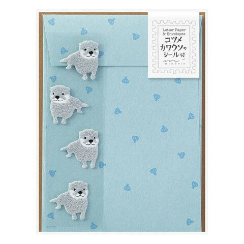Midori Oriental Small-clawed Otter Letter Set with Stickers- set of 4