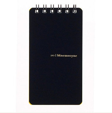 Mnemosyne twin wire, spiral bound pocket memo pad, A7 size notebook, 2.25x4.25 inches with 5mm lines. 