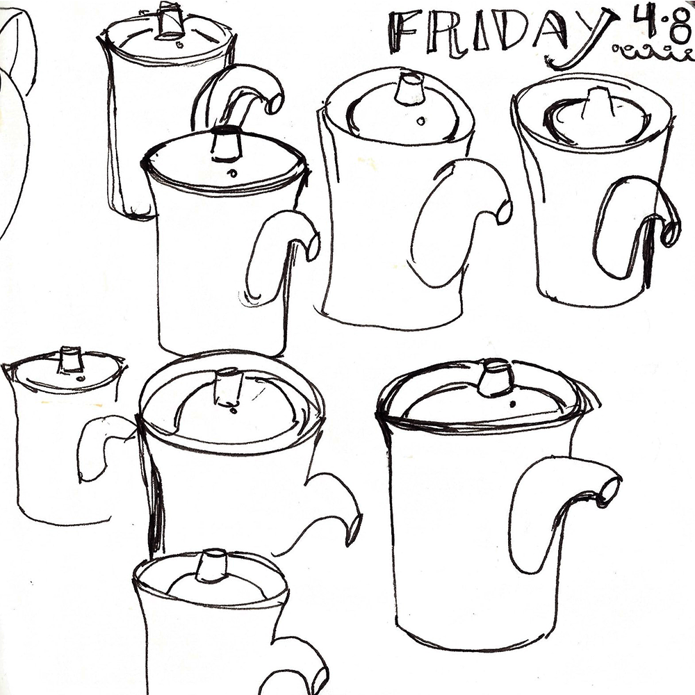Drawing – A Path to Daily Meditation Online Class exercise- repeated object drawing or a small lidded pot.