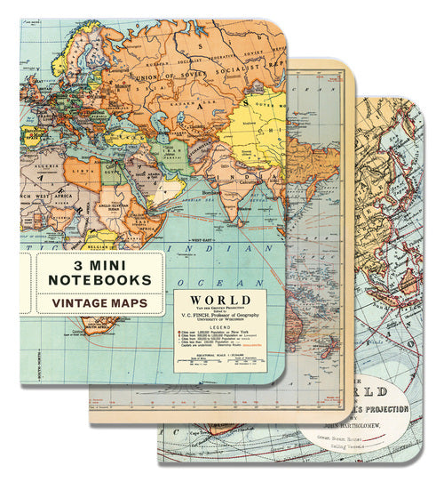 Cavallini & Co. Vintage World Maps Mini Notebook Set