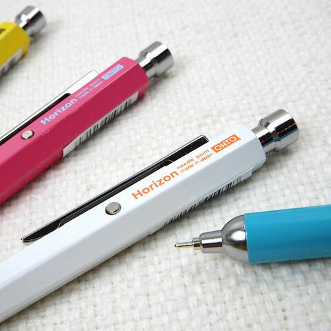 Ohto Horizon EU Needlepoint Ballpoint Pens-  white, turquoise, pink, or yellow showing extra fine tip