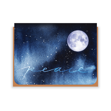 Two Hands Made "Peace" Moon Greeting Card- front side