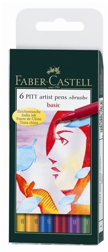 Faber-Castell PITT Artist Brush Pens- Basic Wallet set of 6