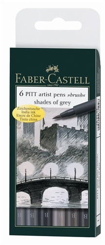 Faber-Castell PITT Artist Brush Pens- Shades of Grey Wallet set of 6